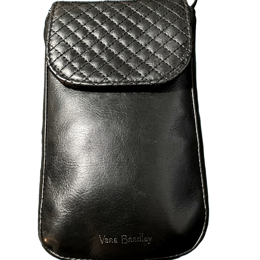 Vera Bradley Crossbody Black Quilted Faux Leather Mini Purse/Phone Case